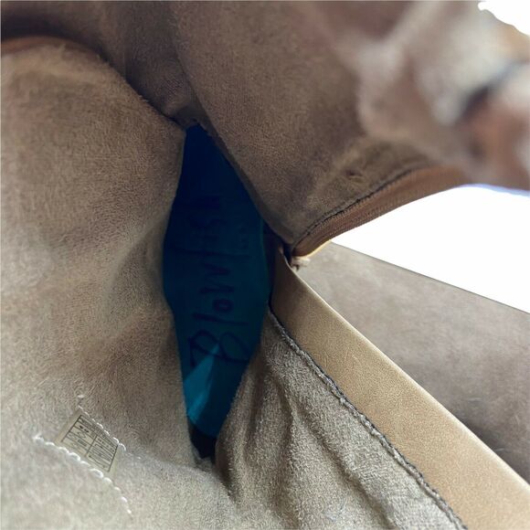 Blowfish Biker Steampunk Boots Buckle Tan Faux Leather Round Toe Mid Calf SZ 6.5 - Picture 9 of 16